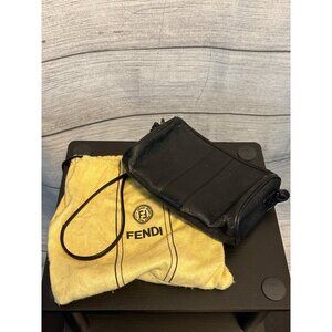 Fendi Vintage Black Leather Small Handbag With Dust Bag Italy